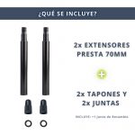 IBRIQO® Extensor 70mm Válvula Presta Bicicleta - Imagen 2