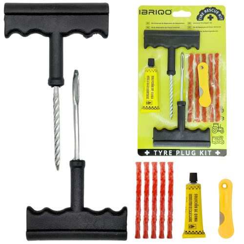 IBRIQO® Kit Reparación de Pinchazos para Neumáticos Vehiculos Motos con Mechas y Pegamento 2