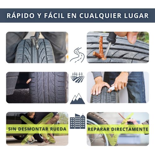 IBRIQO® Kit Reparación de Pinchazos para Neumáticos Vehiculos Motos con Mechas y Pegamento 7
