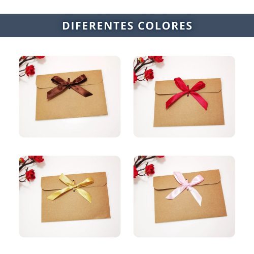 30 Sobres Vintage Papel Kraft con Cinta Roja + Rotulador 6