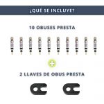 IBRIQO® 10 Obuses Válvula Presta + 2 Llaves Bicicleta 2