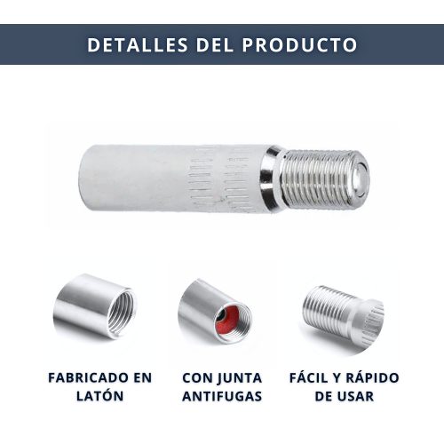 IBRIQO® 2 Adaptadores Prolongadores 40mm Válvula Schrader Gorda Moto Patinetes Eléctricos 3