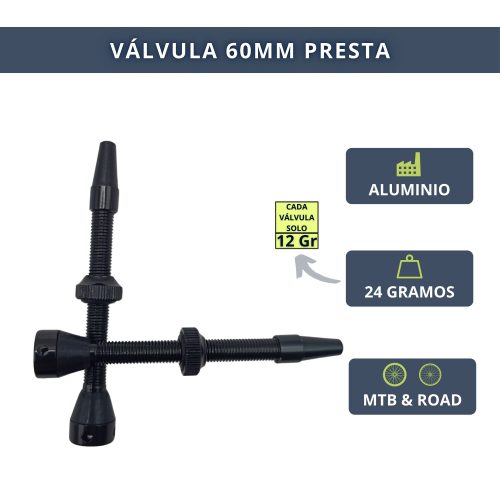 IBRIQO® 2 Válvulas 60mm Presta Tubeless Bicicleta MTB ROAD 6
