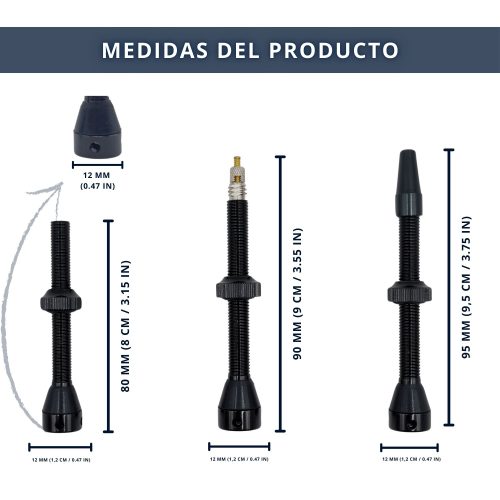 IBRIQO® 2 Válvulas 80mm Presta Tubeless Bicicleta MTB ROAD 7