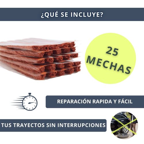 IBRIQO® 25 Mechas Recambio 6x100mm Para Kits Reparar Pinchazos Vehículos 2