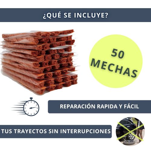 IBRIQO® 50 Mechas Recambio 6x100mm Para Kits Reparar Pinchazos Vehículos 2