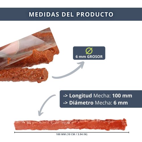 IBRIQO® 50 Mechas Recambio 6x100mm Para Kits Reparar Pinchazos Vehículos 3