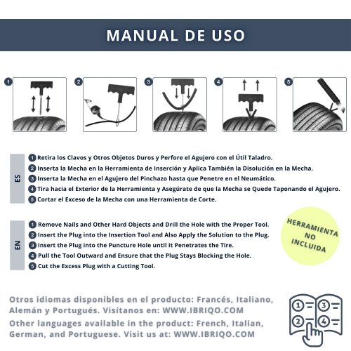 IBRIQO® 50 Mechas Recambio 6x100mm Para Kits Reparar Pinchazos Vehículos 4