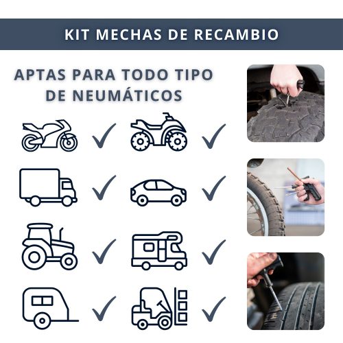 IBRIQO® 50 Mechas Recambio 6x100mm Para Kits Reparar Pinchazos Vehículos 6