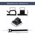 IBRIQO® Clips Blancos Adhesivos Sujeta Cables Organizador con Bridas Velcro 6