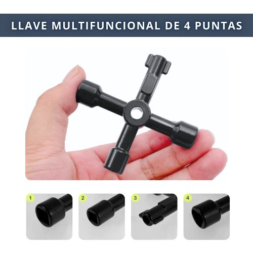IBRIQO® Llave Universal Multifuncional de 4 Puntas Cuadros 4