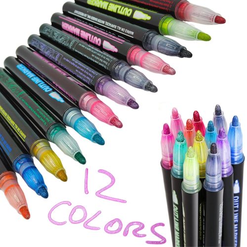 IBRIQO® Rotuladores Purpurina 12 Colores Metalizados Lettering Mandalas Manualidades 1
