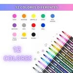 IBRIQO® Rotuladores Purpurina 12 Colores Metalizados Lettering Mandalas Manualidades 4