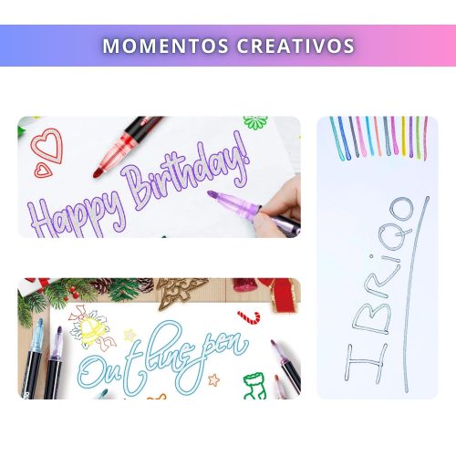 IBRIQO® Rotuladores Purpurina 12 Colores Metalizados Lettering Mandalas Manualidades 6