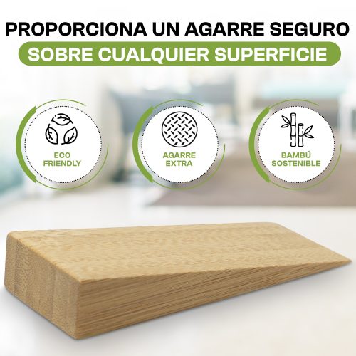 Set 2 Topes Cuñas de Madera Bambu Puertas Antideslizante Sujeta Puertas 2