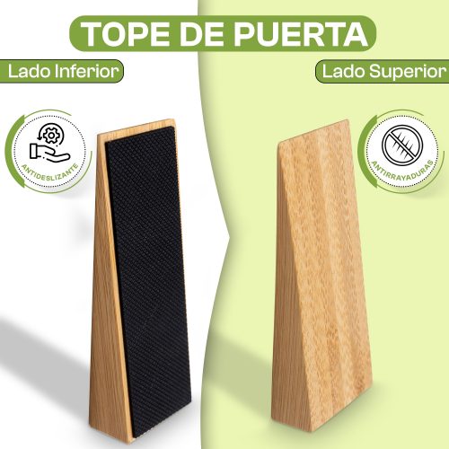 Set 2 Topes Cuñas de Madera Bambu Puertas Antideslizante Sujeta Puertas 3