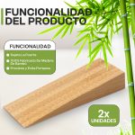 Set 2 Topes Cuñas de Madera Bambu Puertas Antideslizante Sujeta Puertas 4