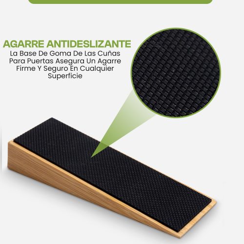 Set 2 Topes Cuñas de Madera Bambu Puertas Antideslizante Sujeta Puertas 5