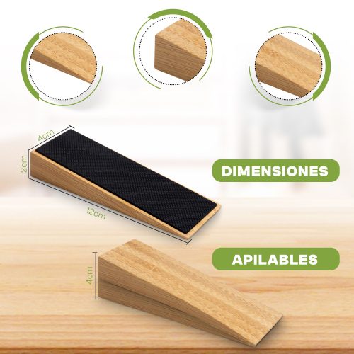 Set 2 Topes Cuñas de Madera Bambu Puertas Antideslizante Sujeta Puertas 6