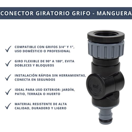 IBRIQO® Conector Flexible para Riego 3/4" y 1" – Adaptador Giratorio 90°-180° para Grifos y Mangueras de Jardín - Imagen 3