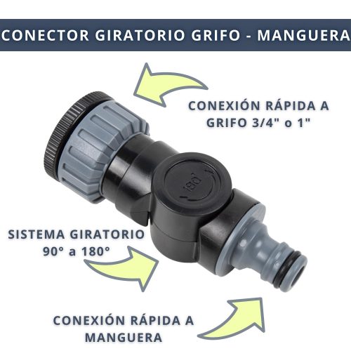 IBRIQO® Conector Flexible para Riego 3/4" y 1" – Adaptador Giratorio 90°-180° para Grifos y Mangueras de Jardín - Imagen 4