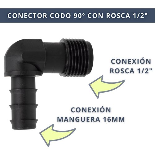 CONECTOR CODO 90º CON ROSCA 1,2_ 3