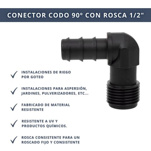 CONECTOR CODO 90º CON ROSCA 1,2_ 4