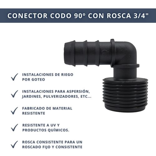 CONECTOR CODO 90º CON ROSCA 3,4_ 4