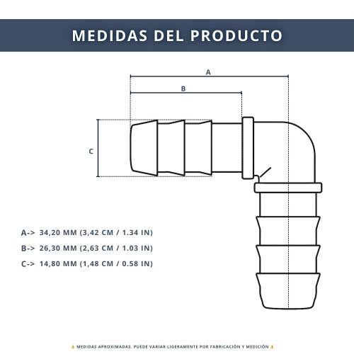 CONECTOR CODO 90º manguera 16mm 1,2_ 6