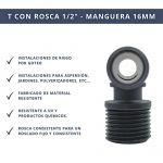 IBRI0030005 CONECTOR T DOBLE EMPALME CON ROSCA 1,2 - MANGUERA 16MM 4