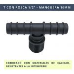 IBRI0030005 CONECTOR T DOBLE EMPALME CON ROSCA 1,2 - MANGUERA 16MM 5