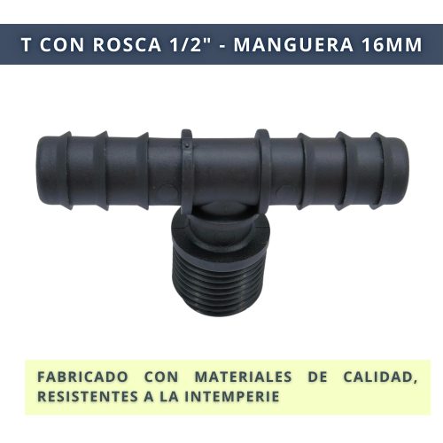 IBRI0030005 CONECTOR T DOBLE EMPALME CON ROSCA 1,2 - MANGUERA 16MM 5