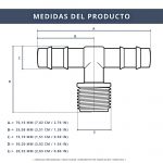 IBRI0030005 CONECTOR T DOBLE EMPALME CON ROSCA 1,2 - MANGUERA 16MM 6