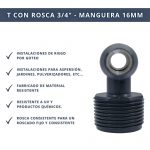 IBRI0030006 CONECTOR T DOBLE EMPALME CON ROSCA 3,4 - MANGUERA 16MM 4