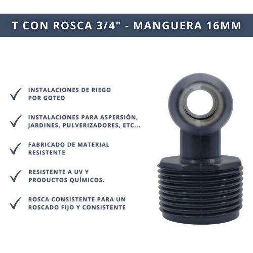 IBRI0030006 CONECTOR T DOBLE EMPALME CON ROSCA 3,4 - MANGUERA 16MM 4
