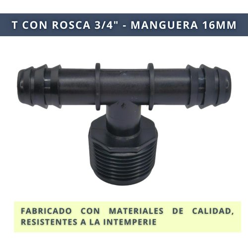 IBRI0030006 CONECTOR T DOBLE EMPALME CON ROSCA 3,4 - MANGUERA 16MM 5