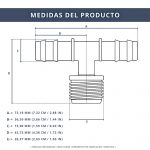 IBRI0030006 CONECTOR T DOBLE EMPALME CON ROSCA 3,4 - MANGUERA 16MM 6