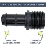 IBRI0030009 CONECTOR ENLACE MIXTO MANGUERA 16MM - ROSCA 1,2 3