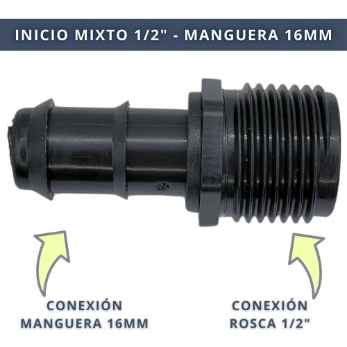 IBRI0030009 CONECTOR ENLACE MIXTO MANGUERA 16MM - ROSCA 1,2 3