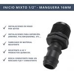 IBRI0030009 CONECTOR ENLACE MIXTO MANGUERA 16MM - ROSCA 1,2 4