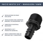 IBRI0030010 CONECTOR ENLACE MIXTO MANGUERA 16MM - ROSCA 3,4 4