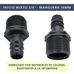 IBRI0030010 CONECTOR ENLACE MIXTO MANGUERA 16MM - ROSCA 3,4 5