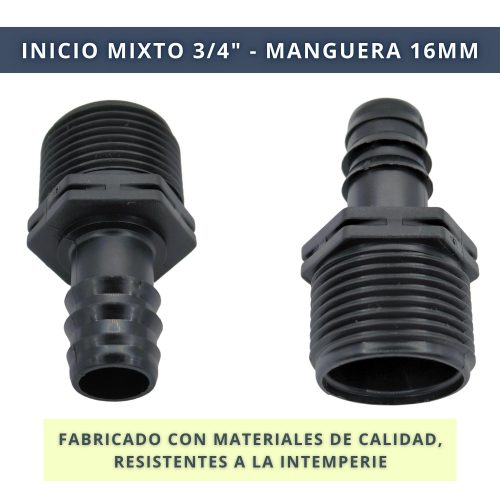IBRI0030010 CONECTOR ENLACE MIXTO MANGUERA 16MM - ROSCA 3,4 5