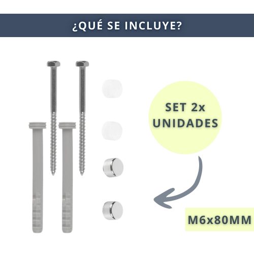 IBRI0190006 KIT 2 TACOS TORNILLOS INOX FIJACION SANITARIO 6x80 MM 2