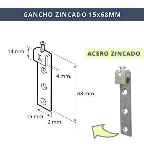 IBRI0200003+4 GANCHO MOBILIARIO C-TORNILLO REGULABLE ZN 15x68 MM 5